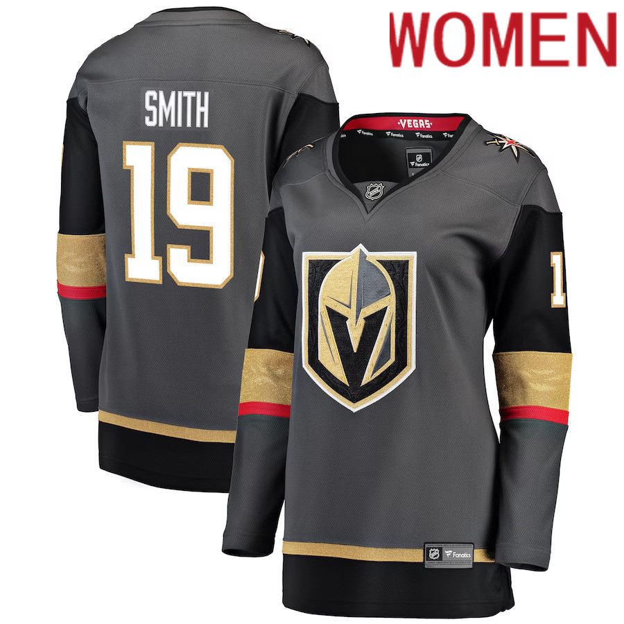 Women Vegas Golden Knights #19 Reilly Smith Fanatics Branded Gray Alternate Breakaway Player NHL Jersey